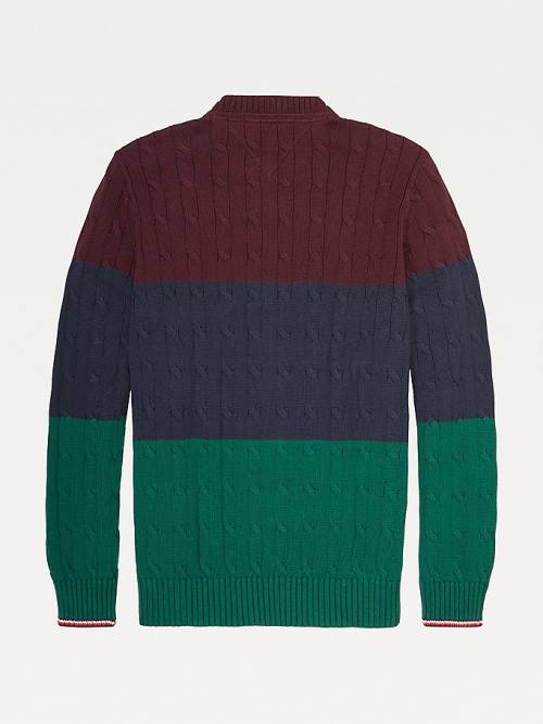 Tommy Hilfiger Adaptive Colour-Blocked Crew Neck Jumper Kazak Erkek Kırmızı | TH749ULZ