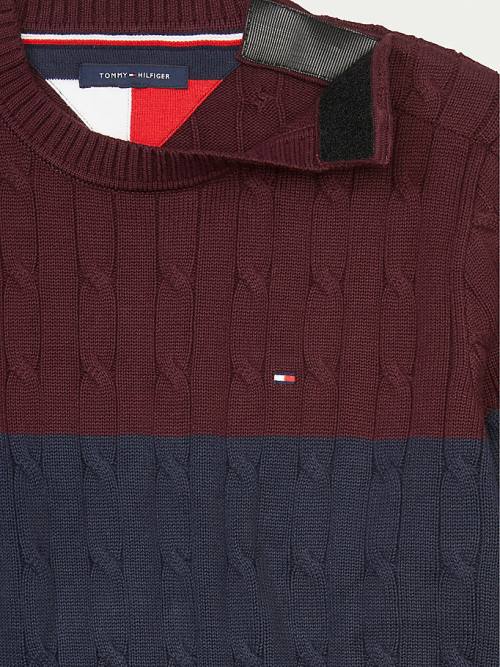 Tommy Hilfiger Adaptive Colour-Blocked Crew Neck Jumper Kazak Erkek Kırmızı | TH749ULZ