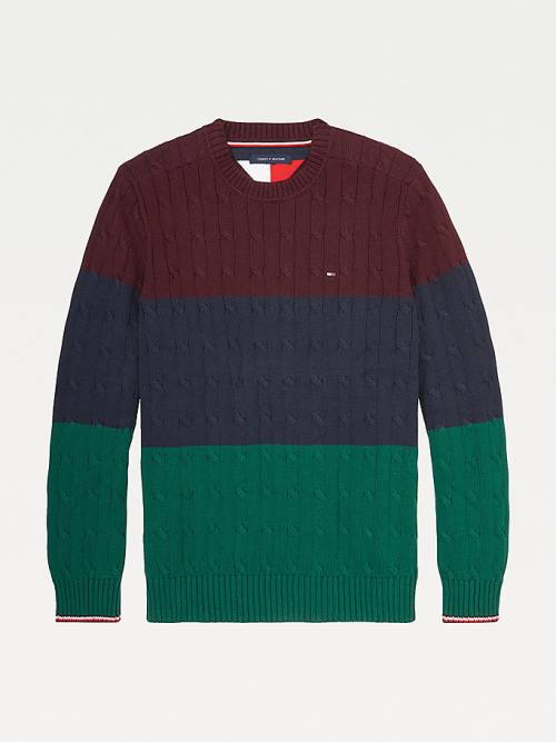 Tommy Hilfiger Adaptive Colour-Blocked Crew Neck Jumper Kazak Erkek Kırmızı | TH749ULZ