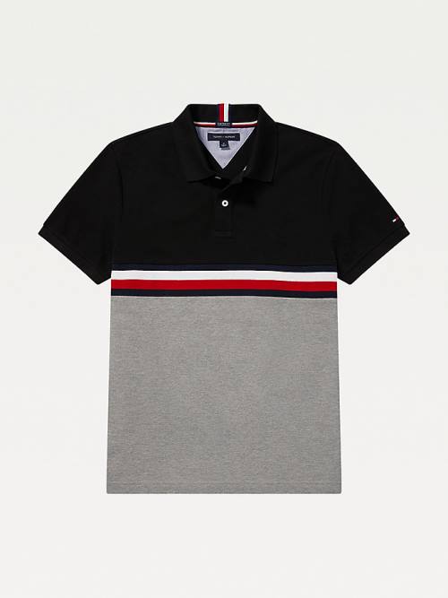 Tommy Hilfiger Adaptive Colour-Blocked Detail Custom Fit Polo Yaka Tişört Erkek Siyah | TH024FDC