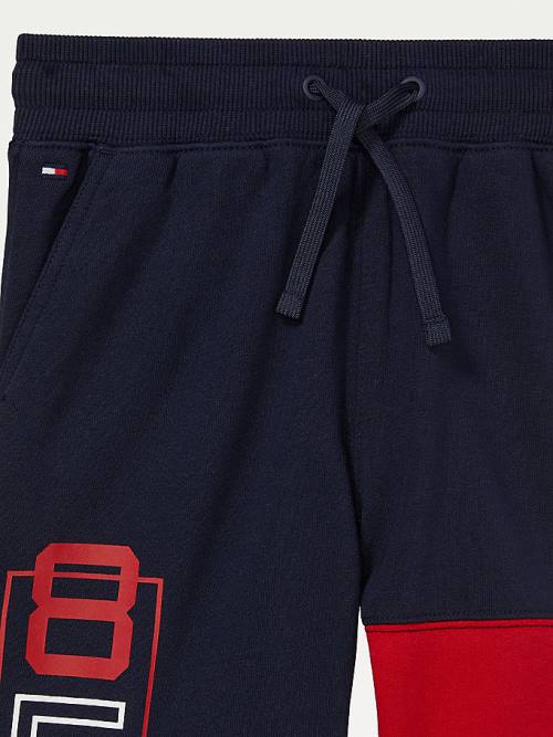 Tommy Hilfiger Adaptive Colour-Blocked Knit Shorts Pantolon Erkek Çocuk Mavi | TH123GDF