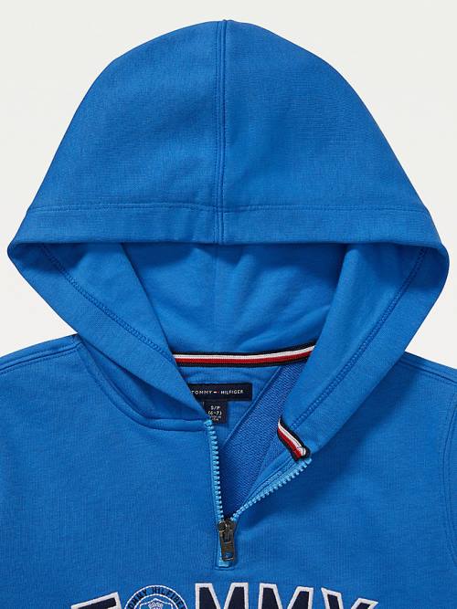 Tommy Hilfiger Adaptive Colour-Blocked Kapüşonlu Sweatshirt Erkek Çocuk Mavi | TH425PLU