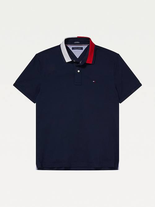 Tommy Hilfiger Adaptive Contrast Collar Custom Fit Polo Yaka Tişört Erkek Mavi | TH620HRL