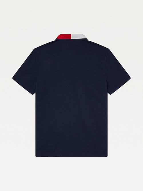 Tommy Hilfiger Adaptive Contrast Collar Custom Fit Polo Yaka Tişört Erkek Mavi | TH620HRL