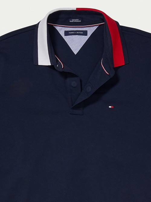 Tommy Hilfiger Adaptive Contrast Collar Custom Fit Polo Yaka Tişört Erkek Mavi | TH620HRL