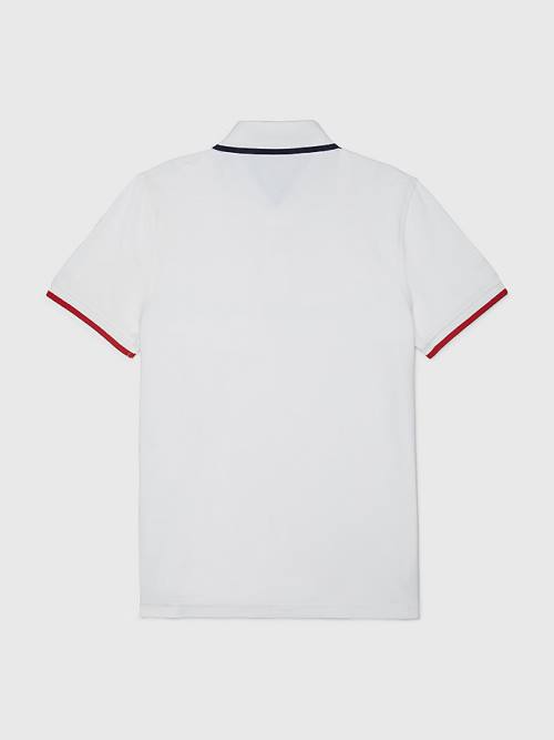 Tommy Hilfiger Adaptive Contrast Polo Yaka Tişört Erkek Beyaz | TH783GCK