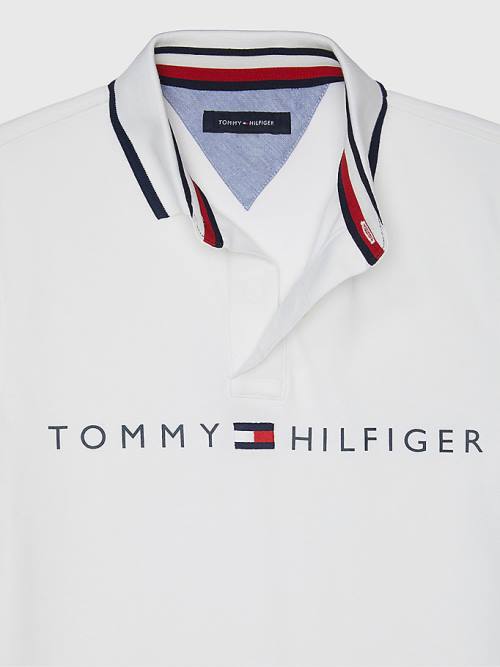 Tommy Hilfiger Adaptive Contrast Polo Yaka Tişört Erkek Beyaz | TH783GCK