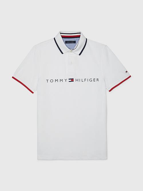 Tommy Hilfiger Adaptive Contrast Polo Yaka Tişört Erkek Beyaz | TH783GCK