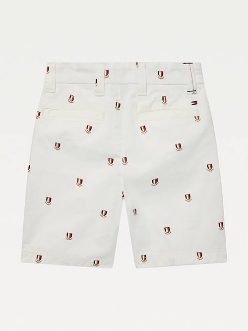 Tommy Hilfiger Adaptive Crest Print Shorts Pantolon Erkek Çocuk Beyaz | TH784TYX