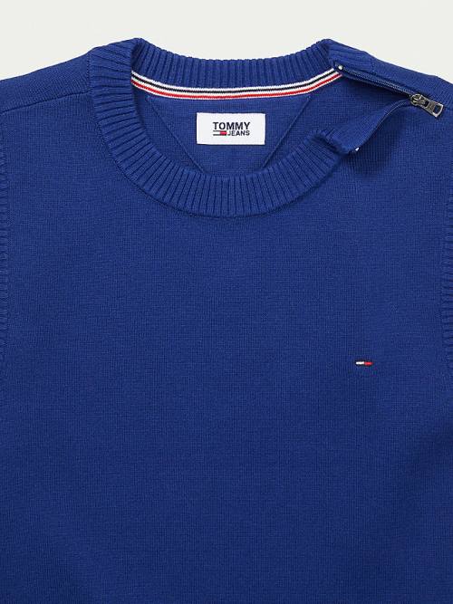 Tommy Hilfiger Adaptive Crop Mock Turtleneck Jumper Kazak Kadın Mavi | TH175UST