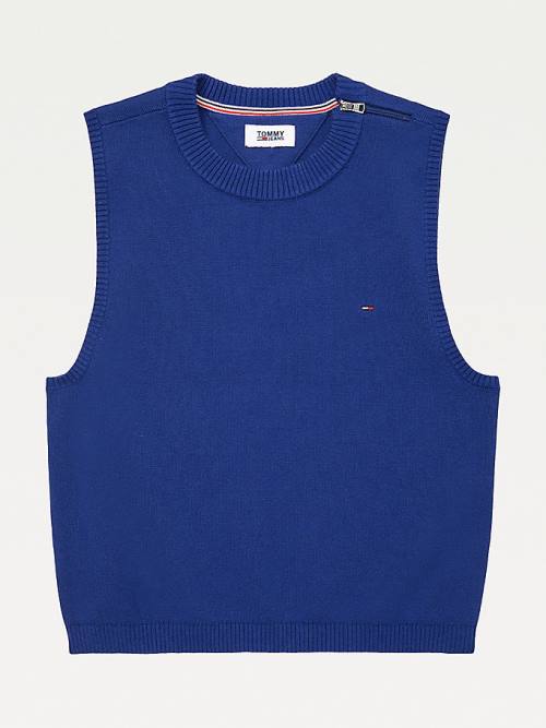 Tommy Hilfiger Adaptive Crop Mock Turtleneck Jumper Kazak Kadın Mavi | TH175UST