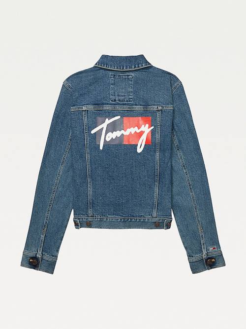 Tommy Hilfiger Adaptive Denim Trucker Ceket Kadın Mavi | TH568POW