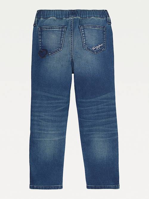 Tommy Hilfiger Adaptive Distressed Denim Joggers Jean Pantolon Kiz Çocuk Mavi | TH862YGM