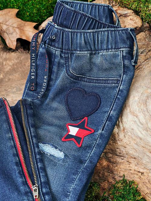 Tommy Hilfiger Adaptive Distressed Denim Joggers Jean Pantolon Kiz Çocuk Mavi | TH862YGM