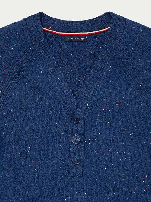 Tommy Hilfiger Adaptive Donegal Henley Jumper Kazak Kadın Mavi | TH379OWA