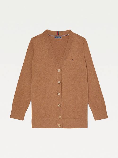 Tommy Hilfiger Adaptive Essential Pamuklu Cardigan Kazak Kadın Kahverengi | TH198JOT