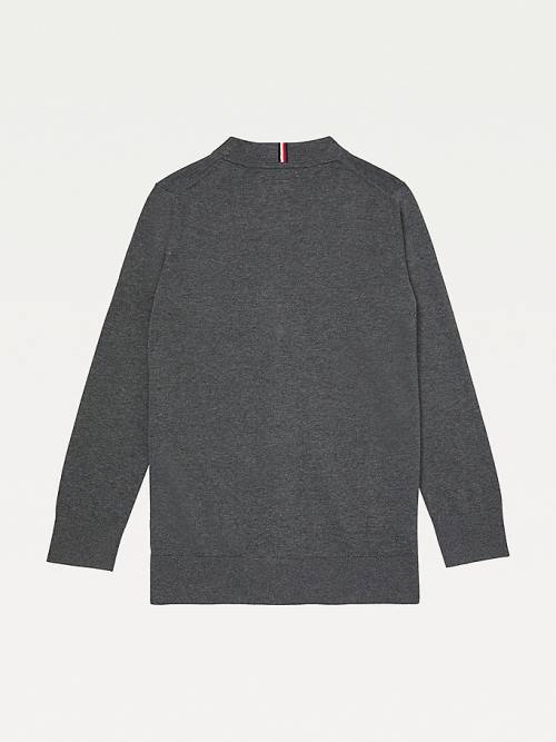 Tommy Hilfiger Adaptive Essential Pamuklu Cardigan Kazak Kadın Gri | TH453EVW