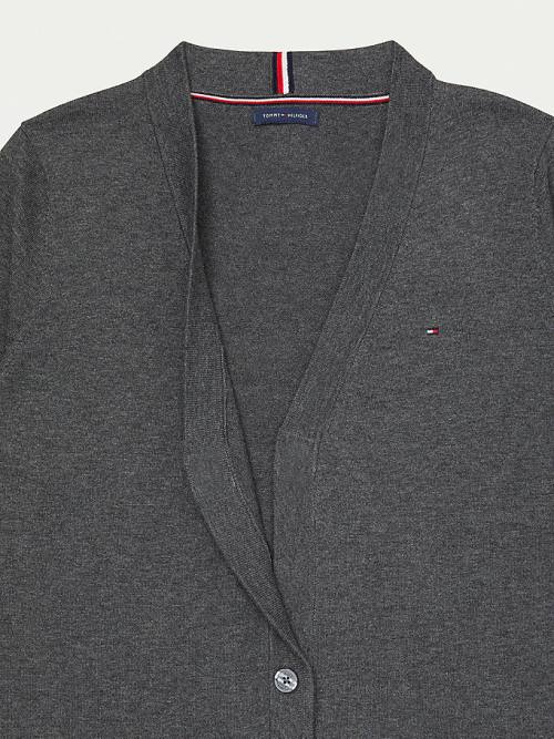 Tommy Hilfiger Adaptive Essential Pamuklu Cardigan Kazak Kadın Gri | TH453EVW