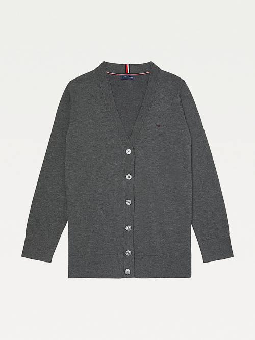 Tommy Hilfiger Adaptive Essential Pamuklu Cardigan Kazak Kadın Gri | TH453EVW