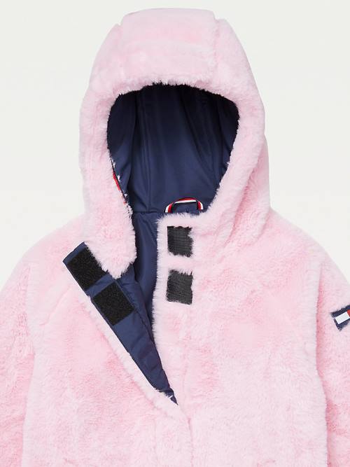 Tommy Hilfiger Adaptive Faux Fur Kukuletalı Ceket Kiz Çocuk Pembe | TH931LPE