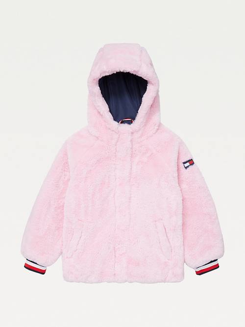 Tommy Hilfiger Adaptive Faux Fur Kukuletalı Ceket Kiz Çocuk Pembe | TH931LPE