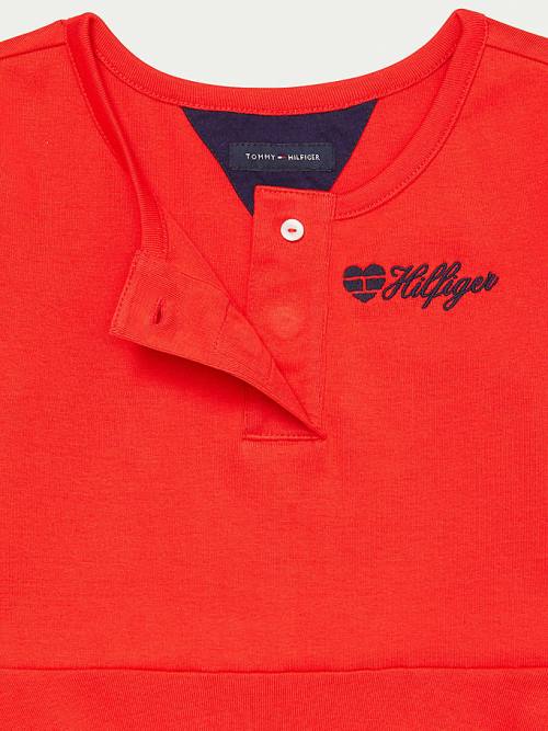 Tommy Hilfiger Adaptive Henley Elbise Kiz Çocuk Kırmızı | TH873SMH