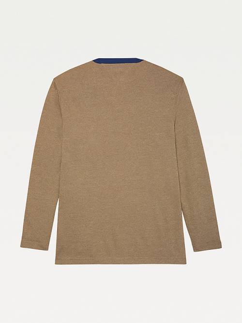 Tommy Hilfiger Adaptive Henley Neck Jumper Kazak Erkek Bej Rengi | TH640KGF