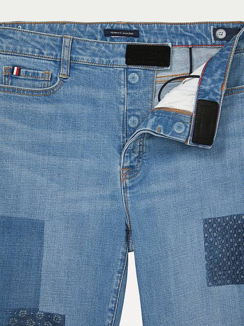 Tommy Hilfiger Adaptive High Rise Straight Patchwork Jean Pantolon Kadın Mavi | TH941NPX