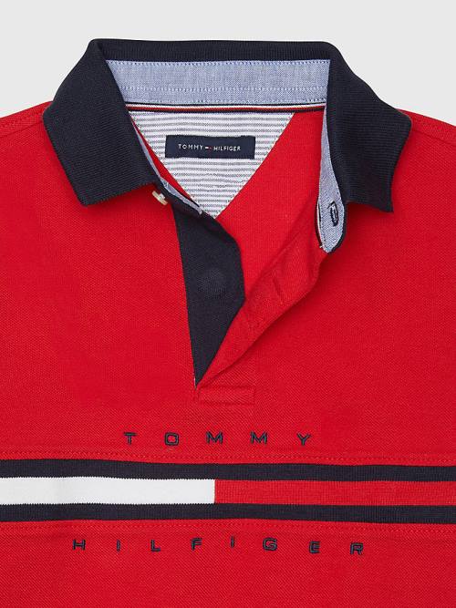 Tommy Hilfiger Adaptive Icons Stripe Polo Tişört Erkek Çocuk Kırmızı | TH514XEM