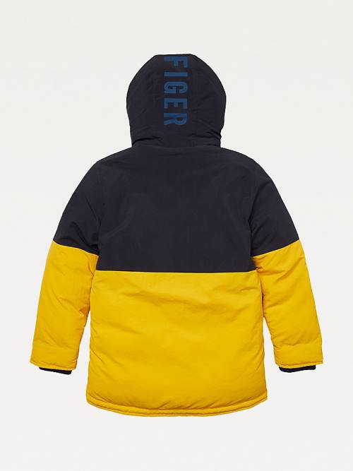 Tommy Hilfiger Adaptive Kukuletalı Colour-Blocked Parka Ceket Erkek Çocuk Sarı | TH510QGY