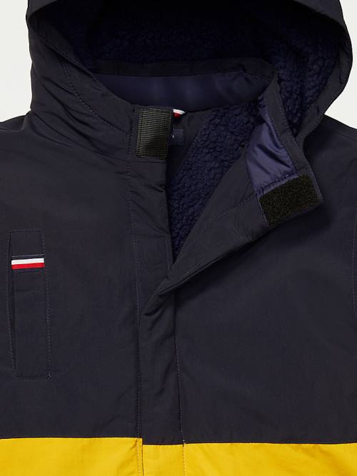 Tommy Hilfiger Adaptive Kukuletalı Colour-Blocked Parka Ceket Erkek Çocuk Sarı | TH510QGY