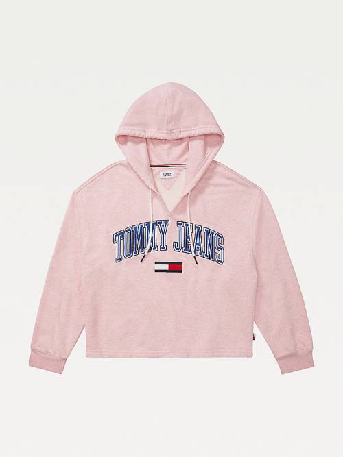 Tommy Hilfiger Adaptive Logo Kapüşonlu Sweatshirt Kadın Pembe | TH236BIU