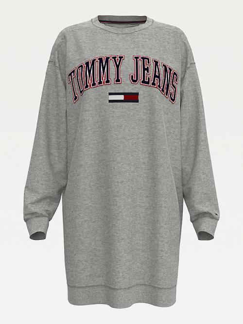 Tommy Hilfiger Adaptive Logo Sweatshirt Elbise Kadın Gri | TH538ASN