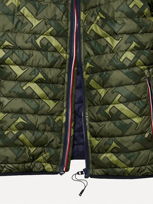 Tommy Hilfiger Adaptive Monogram Puffer Ceket Erkek Yeşil | TH947RCT