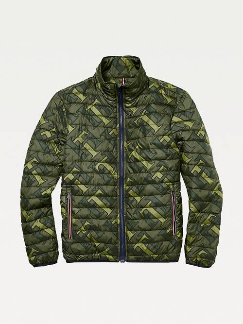 Tommy Hilfiger Adaptive Monogram Puffer Ceket Erkek Yeşil | TH947RCT