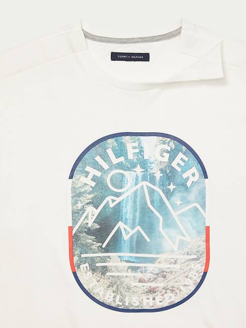 Tommy Hilfiger Adaptive Mountain Logo Graphic Tişört Erkek Beyaz | TH279ZAI