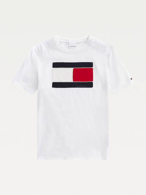 Tommy Hilfiger Adaptive Oversize Flag Logo Tişört Erkek Çocuk Beyaz | TH328QEO