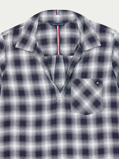 Tommy Hilfiger Adaptive Plaid Popover Gömlek Kadın Mavi | TH351YHZ