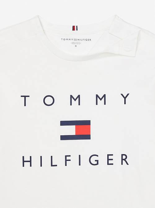 Tommy Hilfiger Adaptive Pure Pamuklu Logo Tişört Erkek Beyaz | TH057GSU