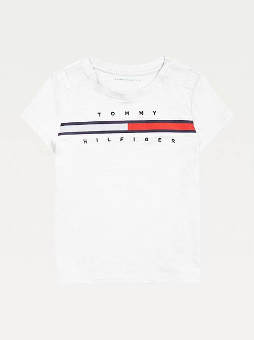 Tommy Hilfiger Adaptive Pure Pamuklu Logo Tişört Kiz Çocuk Beyaz | TH536SFM