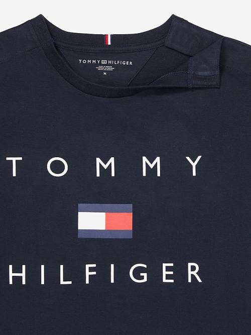 Tommy Hilfiger Adaptive Pure Pamuklu Logo Tişört Erkek Mavi | TH906VAI