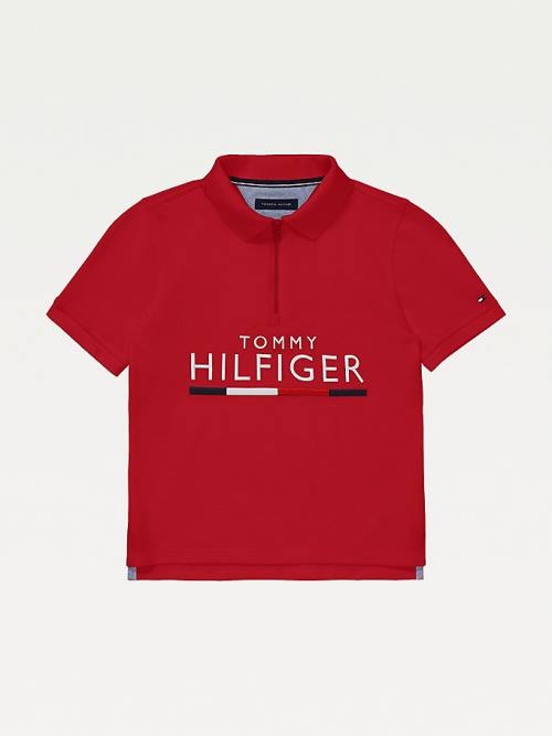 Tommy Hilfiger Adaptive Pure Pamuklu Polo Tişört Erkek Çocuk Kırmızı | TH176HFE