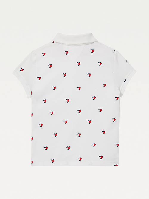 Tommy Hilfiger Adaptive Seated Fit Heart Print Polo Tişört Kiz Çocuk Beyaz | TH169LAX