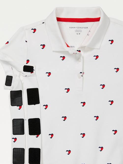 Tommy Hilfiger Adaptive Seated Fit Heart Print Polo Tişört Kiz Çocuk Beyaz | TH169LAX