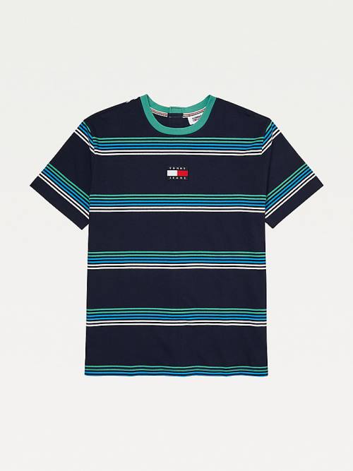 Tommy Hilfiger Adaptive Seated Fit Stripe Badge Tişört Erkek Mavi | TH906ANY