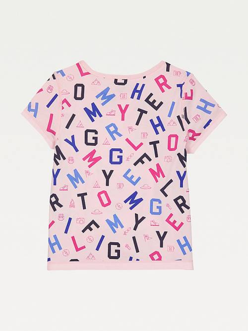 Tommy Hilfiger Adaptive Sensory Alphabet Print Tişört Kiz Çocuk Pembe | TH037JDX