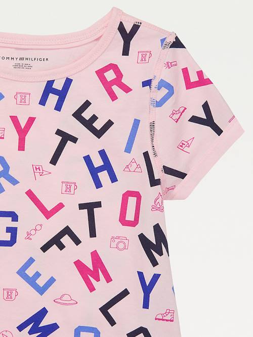 Tommy Hilfiger Adaptive Sensory Alphabet Print Tişört Kiz Çocuk Pembe | TH037JDX