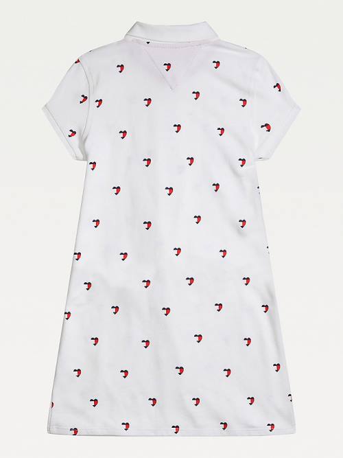 Tommy Hilfiger Adaptive Signature Heart Print Polo Elbise Kiz Çocuk Beyaz | TH481QWS