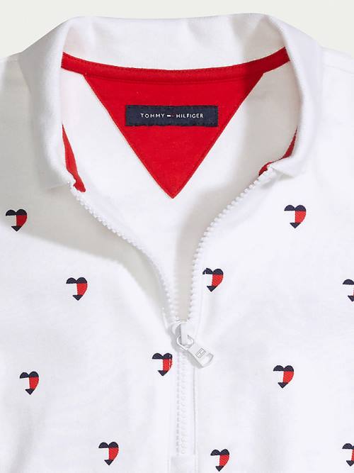 Tommy Hilfiger Adaptive Signature Heart Print Polo Elbise Kiz Çocuk Beyaz | TH481QWS