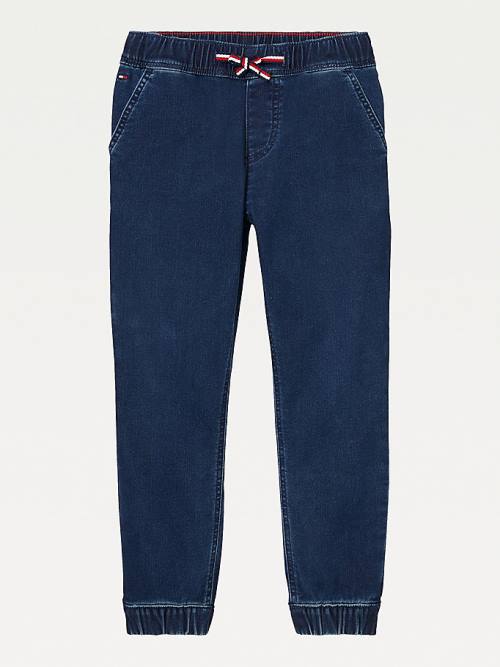 Tommy Hilfiger Adaptive Slim Straight Denim Joggers Jean Pantolon Erkek Çocuk Mavi | TH986WNR